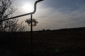 The Russian Army Bombed A Village In The Donetsk Region.