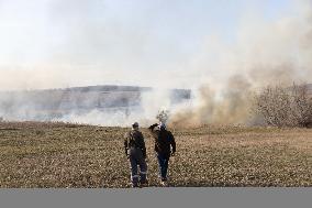 The Russian Army Bombed A Village In The Donetsk Region.