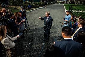 DC: NEC Director Kevin Hassett Speaks to Reporters at White House