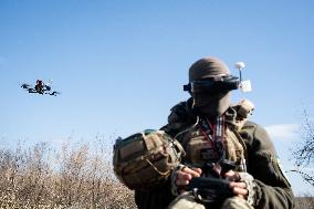 Drone Trial Of A Military Unit Of The Ukrainian Army