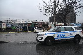 Man On Fire In Area Of Flushing Avenue And Irving Avenue In Bushwick Brooklyn New York