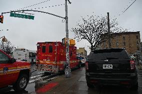 Man On Fire In Area Of Flushing Avenue And Irving Avenue In Bushwick Brooklyn New York