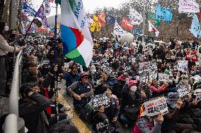 Trucks Carrying Tractors Appear At An Impeachment Rally Against President Yoon Suk-yeol