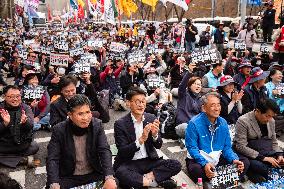 Trucks Carrying Tractors Appear At An Impeachment Rally Against President Yoon Suk-yeol