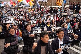 Trucks Carrying Tractors Appear At An Impeachment Rally Against President Yoon Suk-yeol