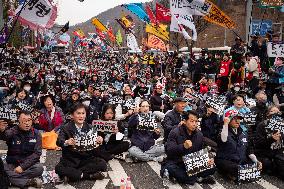 Trucks Carrying Tractors Appear At An Impeachment Rally Against President Yoon Suk-yeol