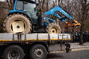 Trucks Carrying Tractors Appear At An Impeachment Rally Against President Yoon Suk-yeol