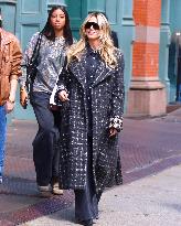 Heidi Klum With Her Daughter Lou And A Friend Leave A Building - NYC