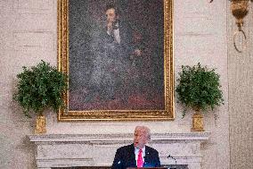 President Donald J Trump participates in the White House Iftar Dinner