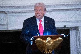 President Donald J Trump participates in the White House Iftar Dinner