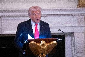 President Donald J Trump participates in the White House Iftar Dinner