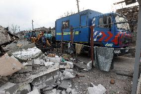 Destruction in residential area in Dnipro after Russian drone attack