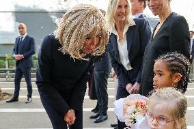 Brigitte Macron and Queen Mary Visit Paris Nursery School