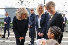 Brigitte Macron and Queen Mary Visit Paris Nursery School