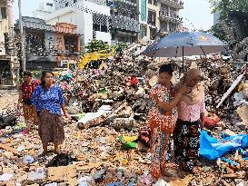 Aftermath of strong earthquake in Myanmar