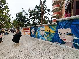 Ne Zha Themed Graffiti Art Street in Chongqing