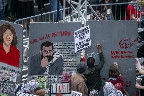 Pro-Palestinian protestors march from the National Gallery to ICE Headquarters in Washington, DC, on Saturday April 5, 2025. Thi
