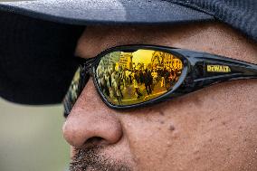 Pro-Palestinian protestors march from the National Gallery to ICE Headquarters in Washington, DC, on Saturday April 5, 2025. Thi