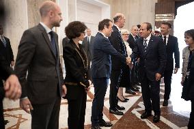 French Ministers Before Presidents Sisi And Macron Meeting - Cairo