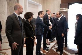 French Ministers Before Presidents Sisi And Macron Meeting - Cairo