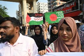 Protest Against Condemning Israel's Brutal Attacks On Palestinians In Gaza, In Dhaka.
