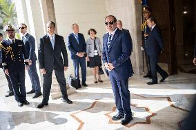 President Sisi waits President Macron - Cairo