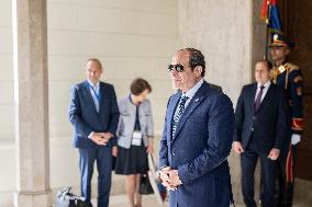 President Sisi waits President Macron - Cairo