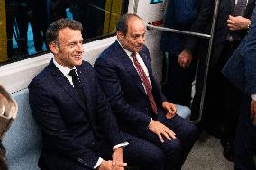 Presidents Sissi And Macron Ride The Metro - Cairo