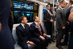 Presidents Sissi And Macron Ride The Metro - Cairo