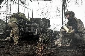 Artillery unit of Ukraines 108th Territorial Defence Brigade in Zaporizhzhia region