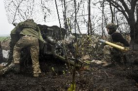 Artillery unit of Ukraines 108th Territorial Defence Brigade in Zaporizhzhia region