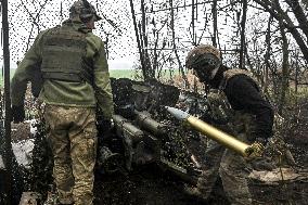 Artillery unit of Ukraines 108th Territorial Defence Brigade in Zaporizhzhia region