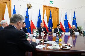 Polish Prime Minister Donald Tusk Meets With Automotive Representatives For Talks.