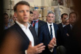 Macron talks to the media during a visit at Egyptian Red Crescent - Egypt