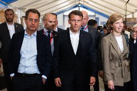 Presidents Macron And Sissi Visit To Red Crescent Logistics Center - El Arish