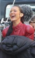 Bella Hadid on The Set of The Beauty Series in Paris