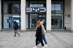 Chinese Carmaker BYD Shop In Warsaw.