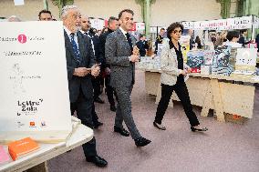 Macron Visits The Paris Book Festival - France