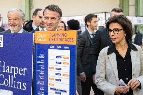 Macron Visits The Paris Book Festival - France