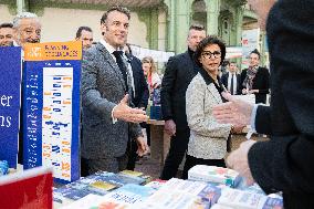 Macron Visits The Paris Book Festival - France