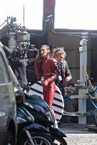 Bella Hadid on The Set of The Beauty Series in Paris