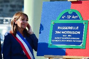 Anne Hildalgo Inaugurates The Jim Morrison Footbridge - Paris