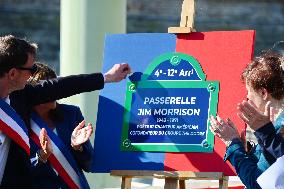 Anne Hildalgo Inaugurates The Jim Morrison Footbridge - Paris