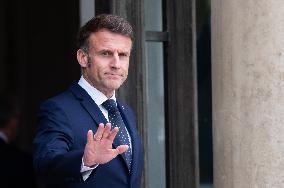 French President Emmanuel Macron Welcomes The President Of Iraq's Autonomous Kurdistan Region Netchirvan Barzani