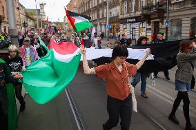 Pro-Palestine Demonstration In Krakow, Poland
