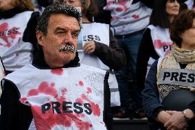 French Journalists In Support Of Palestinian Journalists Killed In Gaza - Paris