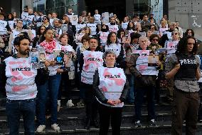 French Journalists In Support Of Palestinian Journalists Killed In Gaza - Paris