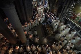 The Washing Of The Feet Ceremony At The Church Of The Holy Sepulchre In Jerusalem