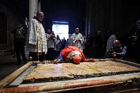 The Washing Of The Feet Ceremony At The Church Of The Holy Sepulchre In Jerusalem