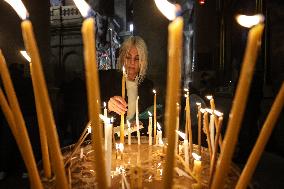 The Washing Of The Feet Ceremony At The Church Of The Holy Sepulchre In Jerusalem